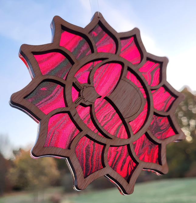 DISCONTINUED Ladybug Acrylic Suncatcher w/Wood Overlay