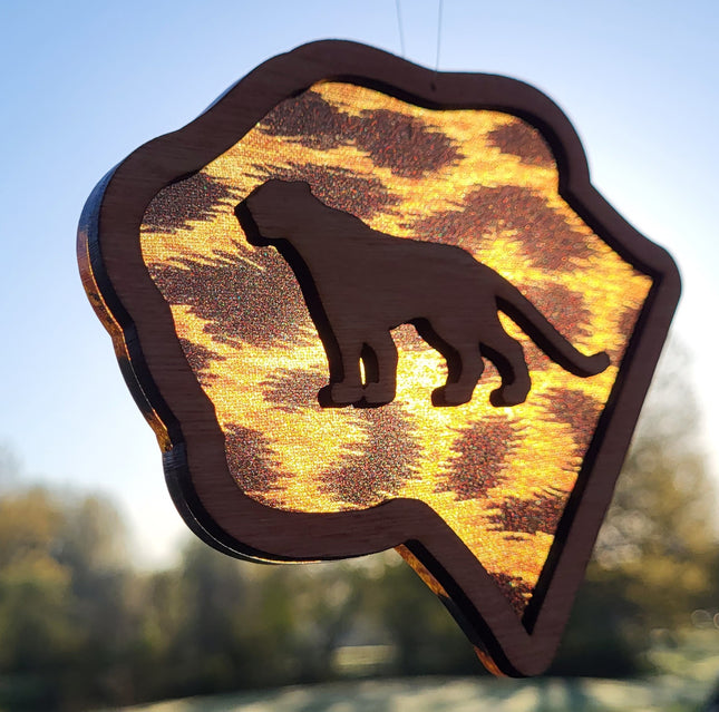 DISCONTINUED Jaguar Acrylic Suncatcher w/ Wood Overlay