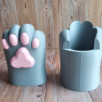 3D-Printed Cat Paw Pen/Pencil Cup – Cute Desk Organizer in Orange, Black, and Gray