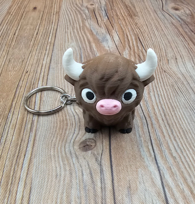 3D Printed Highland Cow Keychain