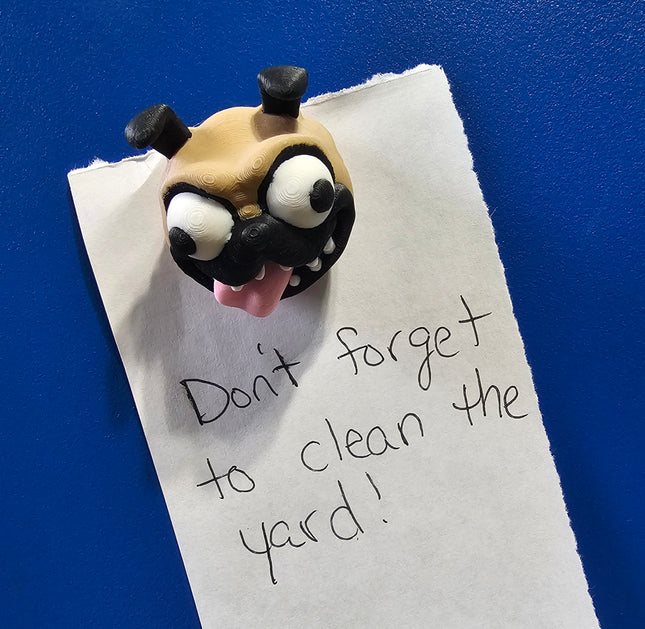 Crazy Pug Face Magnet, 3D Printed
