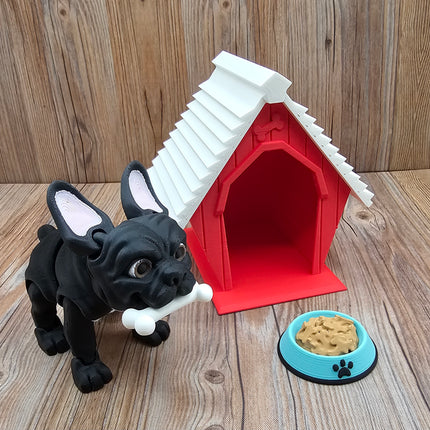 Articulated French Bulldog (3 varieties) & Optional Doghouse Accessory Kit