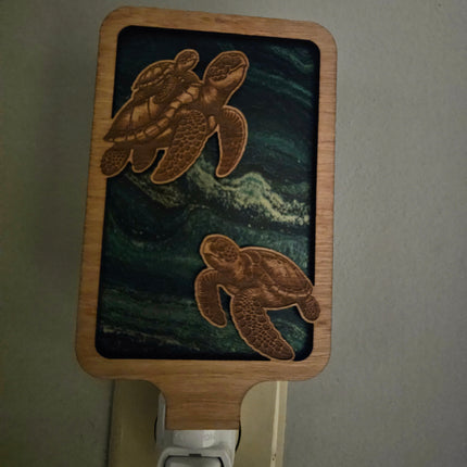 Laser Engraved Sea Turtle Night Light (Wood/Acrylic)