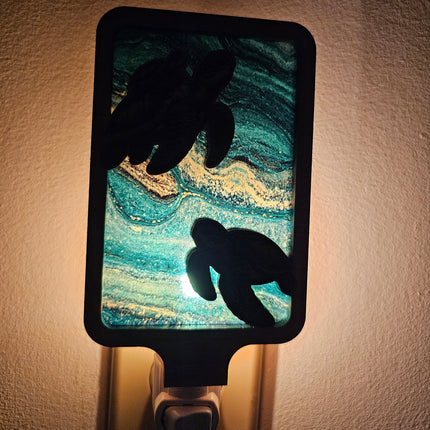 Laser Engraved Sea Turtle Night Light (Wood/Acrylic)