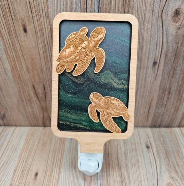 Laser Engraved Sea Turtle Night Light (Wood/Acrylic)