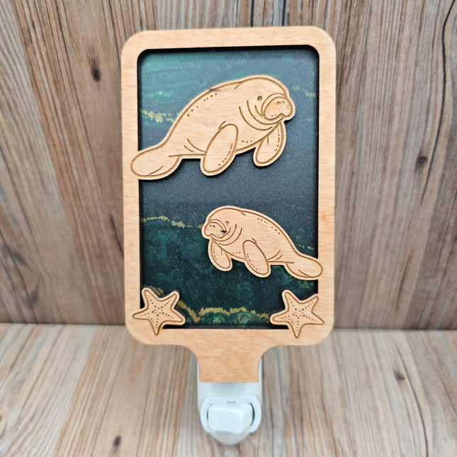 Laser Engraved Manatee Night Light (Wood/Acrylic)