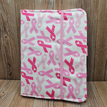 Pink Ribbon Fabric Journal Cover – A5 Notebook with Pen (Breast Cancer Awareness Gift)