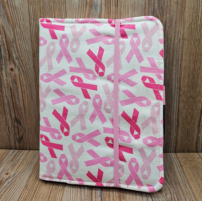 Pink Ribbon Fabric Journal Cover – A5 Notebook with Pen (Breast Cancer Awareness Gift)