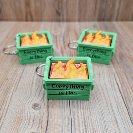 “Everything Is Fine” Dumpster Fire Clicky Fidget Keychain
