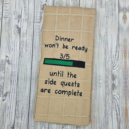 Side Quests Embroidered Kitchen Towel