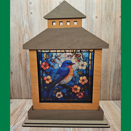 Spring Themed Lantern Shelf Sitter With Transparent, Changeable Scene