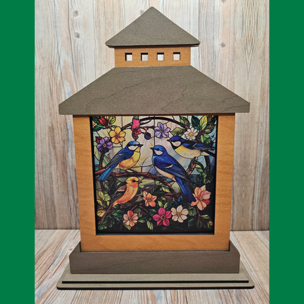 Spring Themed Lantern Shelf Sitter With Transparent, Changeable Scene