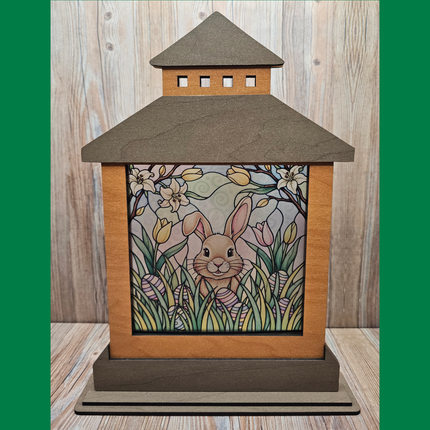 Easter Themed Lantern Shelf Sitter With Transparent, Changeable Scene
