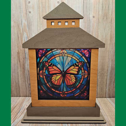 Spring Themed Lantern Shelf Sitter With Transparent, Changeable Scene