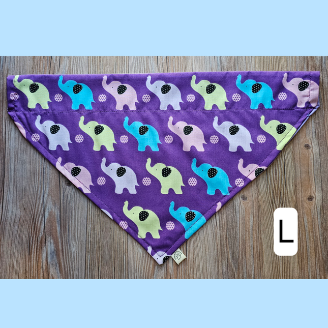 Reversible, Over The Collar, Pet Bandana - Elephants
