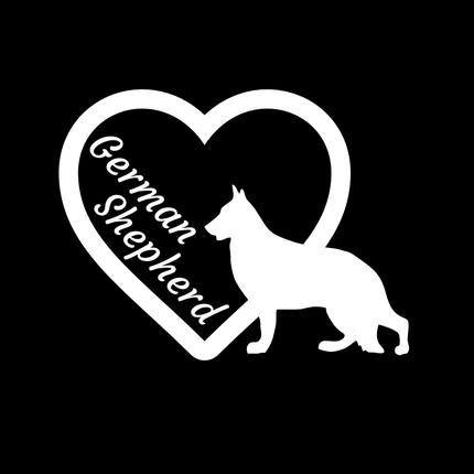 German Shepherd w/ Heart Vinyl Decal
