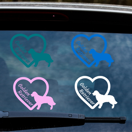 Golden Retriever w/ Heart Vinyl Decal