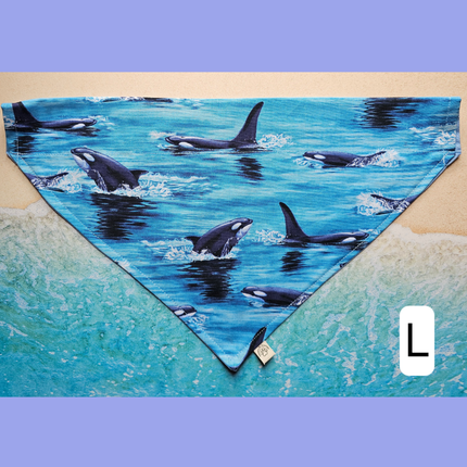 Reversible, Over The Collar, Pet Bandana - Orcas