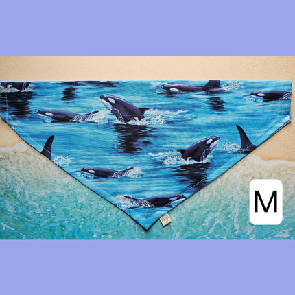 Reversible, Over The Collar, Pet Bandana - Orcas