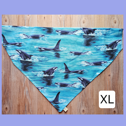 Reversible, Over The Collar, Pet Bandana - Orcas