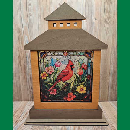 Spring Themed Lantern Shelf Sitter With Transparent, Changeable Scene