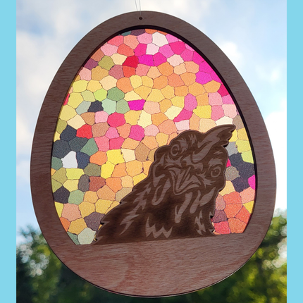 Chicken & Egg Acrylic Suncatcher w/ Wood Overlay (2 versions)