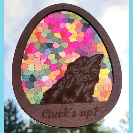 Chicken & Egg Acrylic Suncatcher w/ Wood Overlay (2 versions)