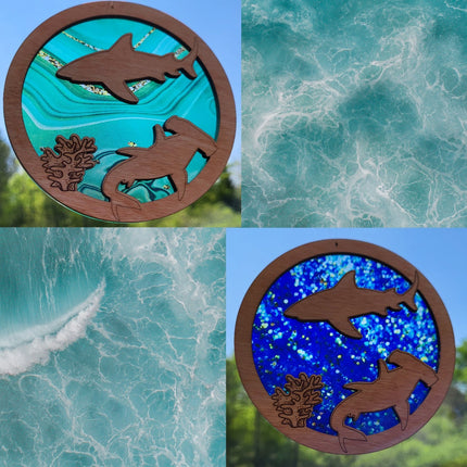 Image showing both variations of the shark suncatcher
