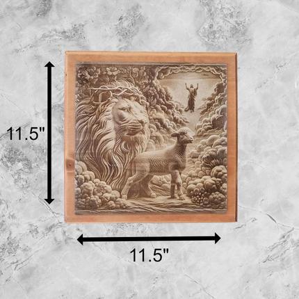 3d Illusion Laser Etched Wall Art - Lion & The Lamb