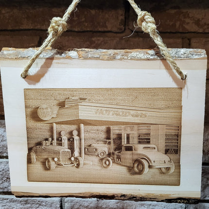 Live Edge 3d Illusion Laser Etching - Hot Rods