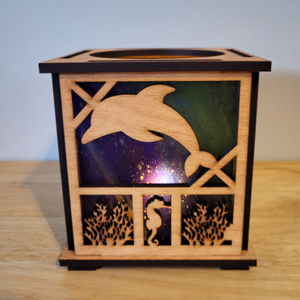 Dolphin Wooden Lantern – Coastal-Inspired Décor