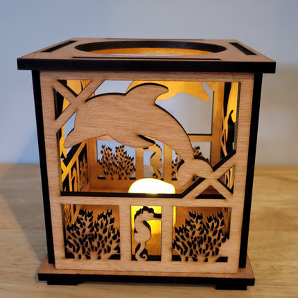 Dolphin Wooden Lantern – Coastal-Inspired Décor