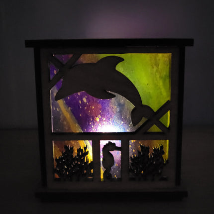 Dolphin Wooden Lantern – Coastal-Inspired Décor