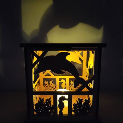 Dolphin Wooden Lantern – Coastal-Inspired Décor