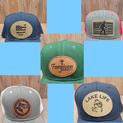 Baseball Hat w/ Laser Engraved Leather Patch