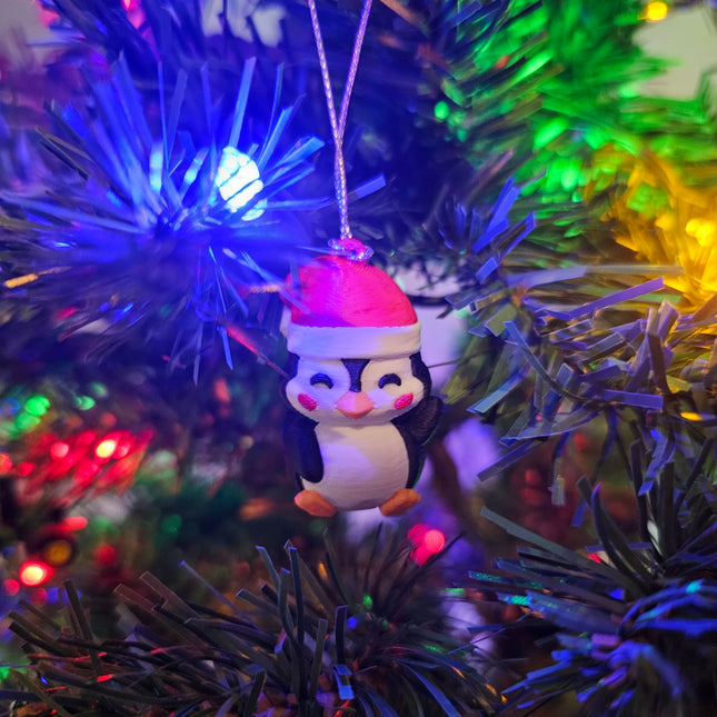 3D Printed Santa Penguin, Holiday Cheer Ornament