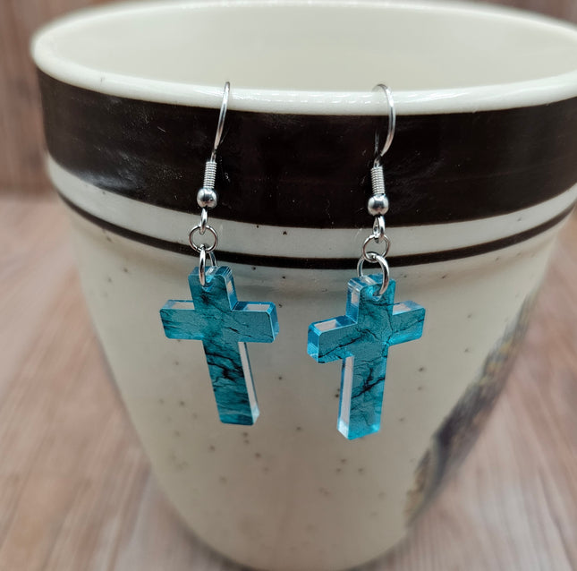 Acrylic Cross Dangle Earrings