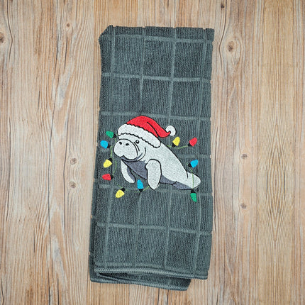 Christmas Manatee Kitchen Towel