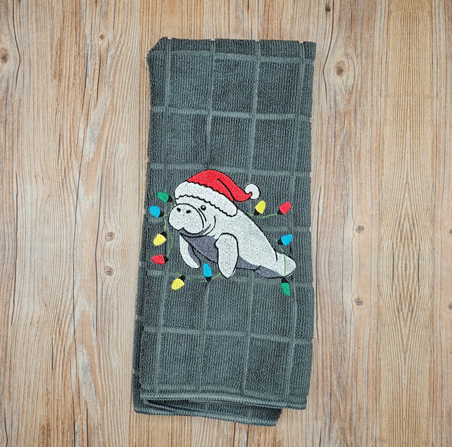 Christmas Manatee Kitchen Towel