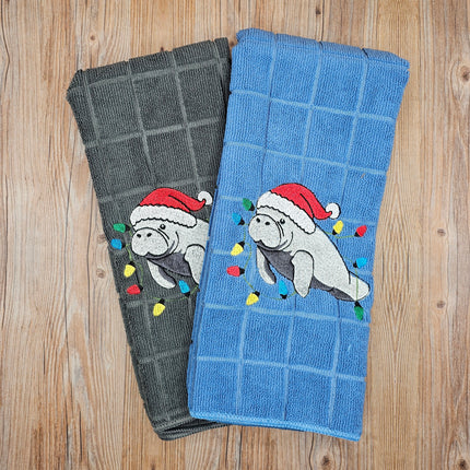 Christmas Manatee Kitchen Towel