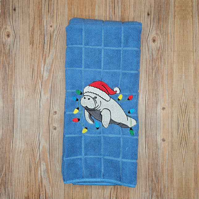 Christmas Manatee Kitchen Towel